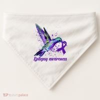 Hummingbird Purple Ribbon Epilepsy Awareness Month Warrior USA-Made Doggie Bandana thumb 0