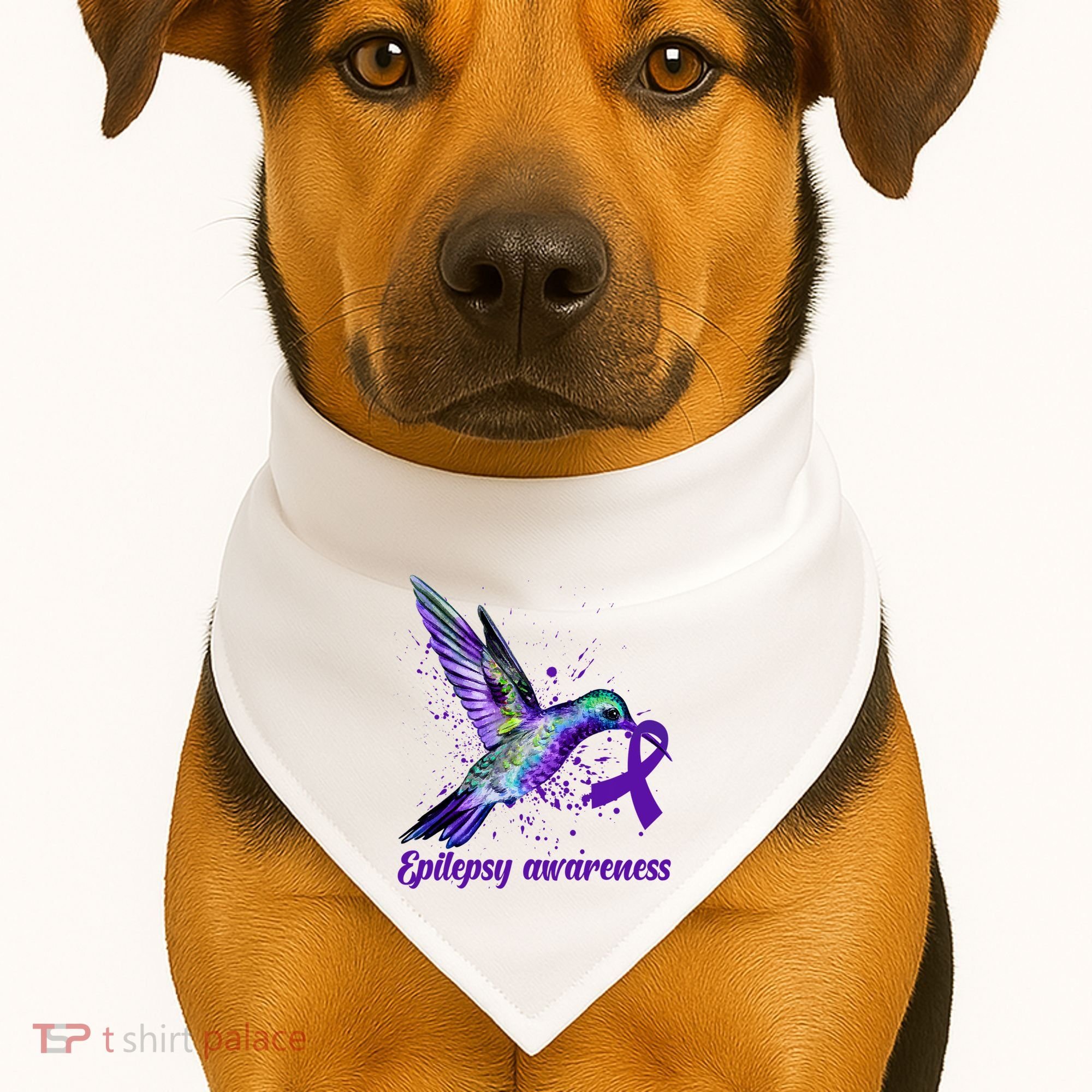 Hummingbird Purple Ribbon Epilepsy Awareness Month Warrior USA-Made Doggie Bandana