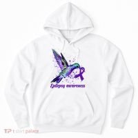 Hummingbird Purple Ribbon Epilepsy Awareness Month Warrior Hoodie thumb 0