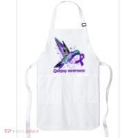 Hummingbird Purple Ribbon Epilepsy Awareness Month Warrior Apron thumb 0