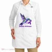 Hummingbird Purple Ribbon Epilepsy Awareness Month Warrior Apron thumb 2