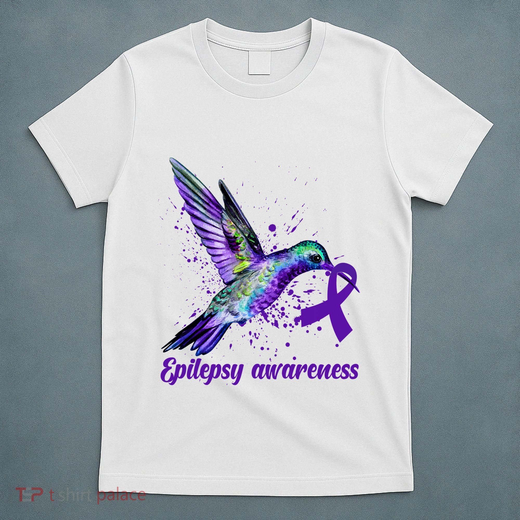 Hummingbird Purple Ribbon Epilepsy Awareness Month Warrior T-Shirt
