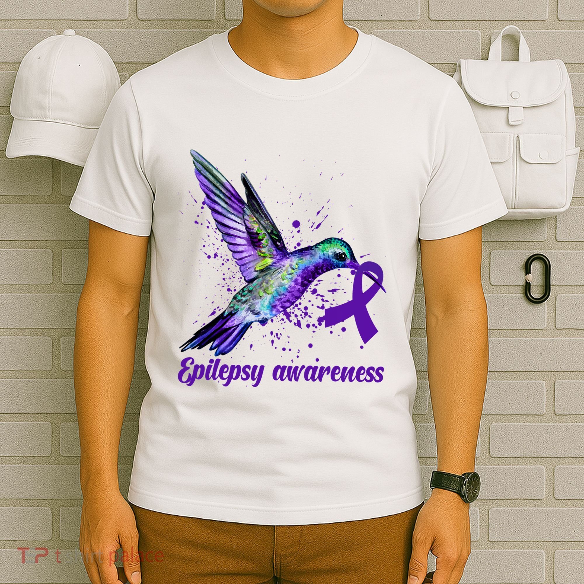 Hummingbird Purple Ribbon Epilepsy Awareness Month Warrior T-Shirt