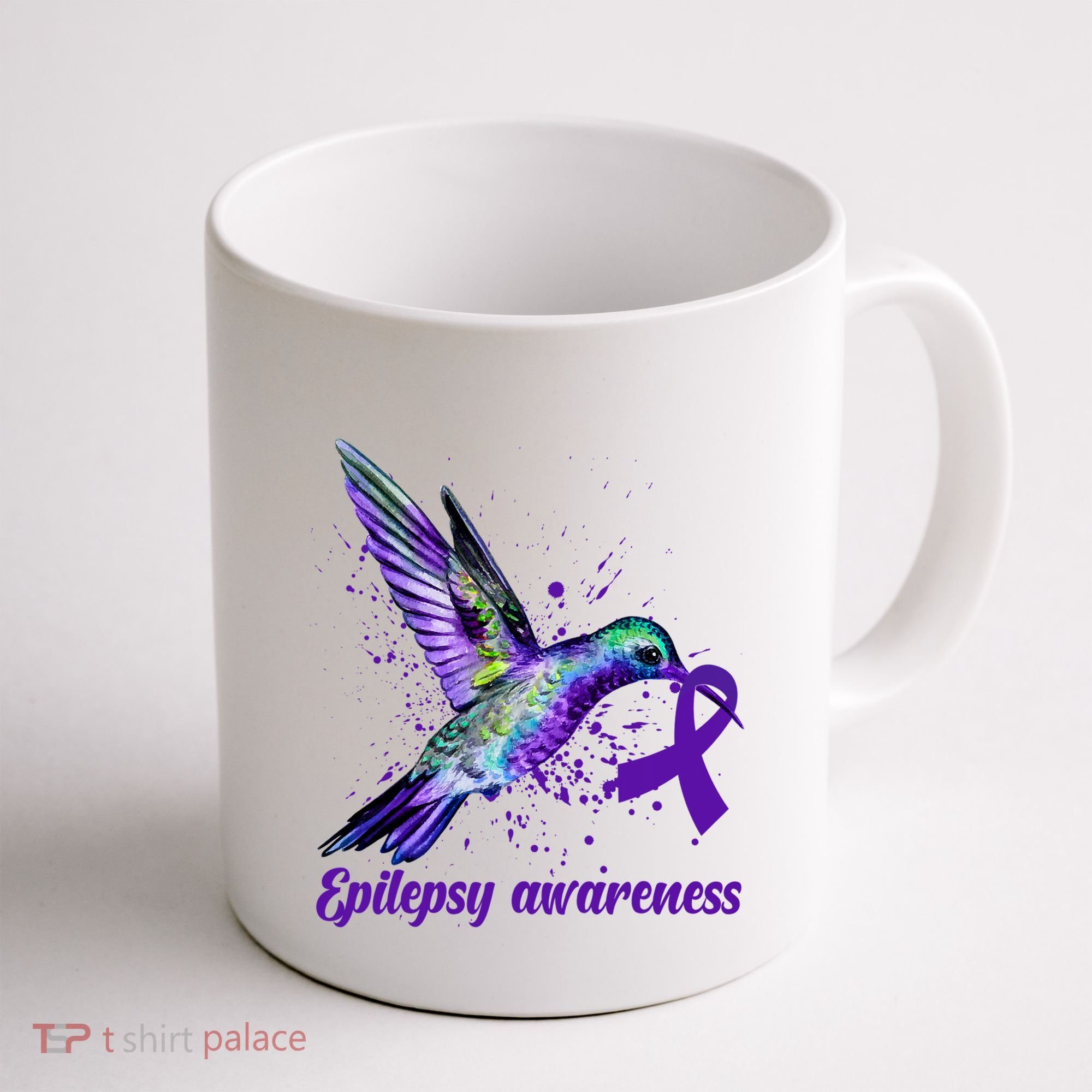 Hummingbird Purple Ribbon Epilepsy Awareness Month Warrior Coffee Mug