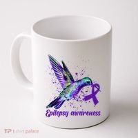 Hummingbird Purple Ribbon Epilepsy Awareness Month Warrior Coffee Mug thumb 0