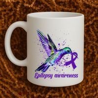 Hummingbird Purple Ribbon Epilepsy Awareness Month Warrior Coffee Mug thumb 2