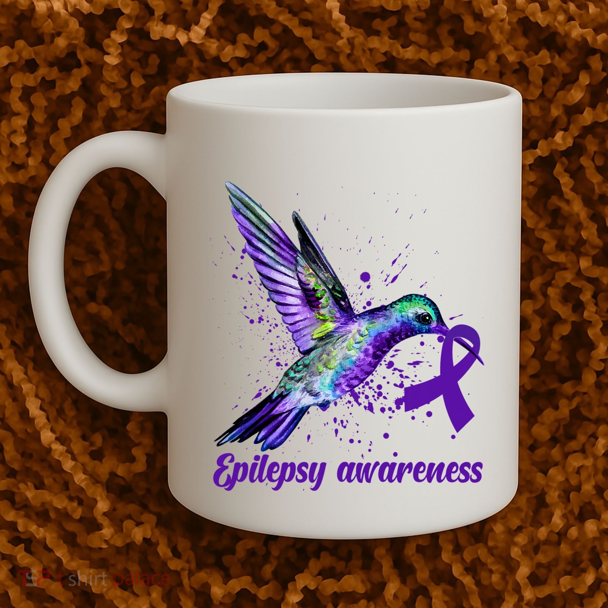Hummingbird Purple Ribbon Epilepsy Awareness Month Warrior Coffee Mug