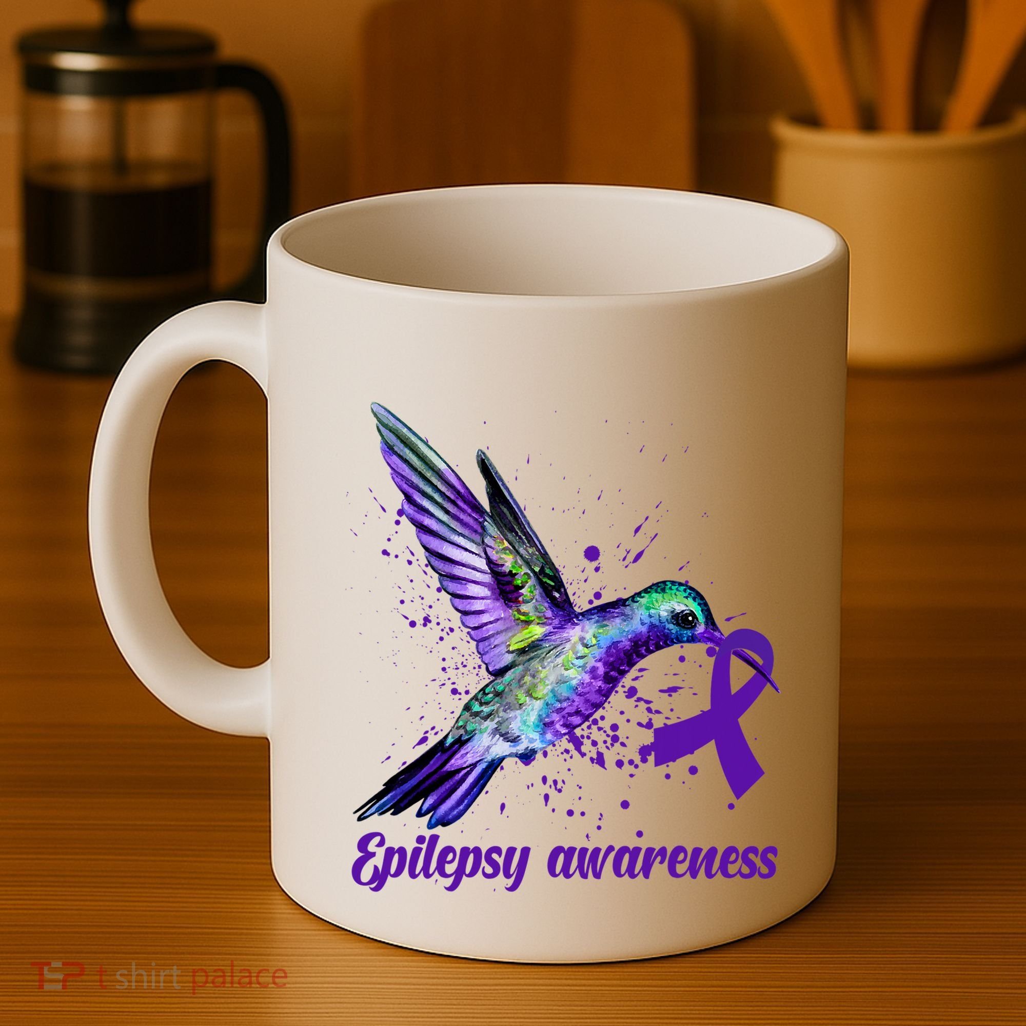 Hummingbird Purple Ribbon Epilepsy Awareness Month Warrior Coffee Mug