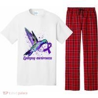 Hummingbird Purple Ribbon Epilepsy Awareness Month Warrior Pajama Set thumb 0