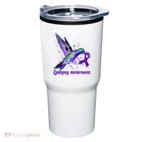 Hummingbird Purple Ribbon Epilepsy Awareness Month Warrior Tumbler thumb 0