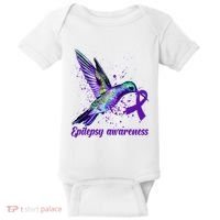 Hummingbird Purple Ribbon Epilepsy Awareness Month Warrior Baby Bodysuit thumb 0