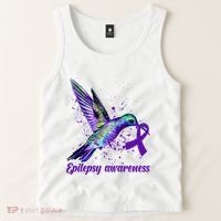Hummingbird Purple Ribbon Epilepsy Awareness Month Warrior Tank Top thumb 2