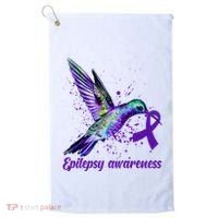 Hummingbird Purple Ribbon Epilepsy Awareness Month Warrior Golf Towel thumb 0