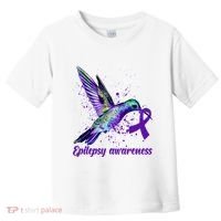 Hummingbird Purple Ribbon Epilepsy Awareness Month Warrior Toddler T-Shirt thumb 0
