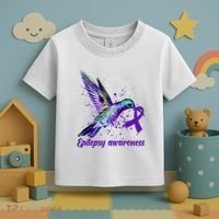 Hummingbird Purple Ribbon Epilepsy Awareness Month Warrior Toddler T-Shirt thumb 3