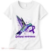 Hummingbird Purple Ribbon Epilepsy Awareness Month Warrior Women's T-Shirt thumb 0