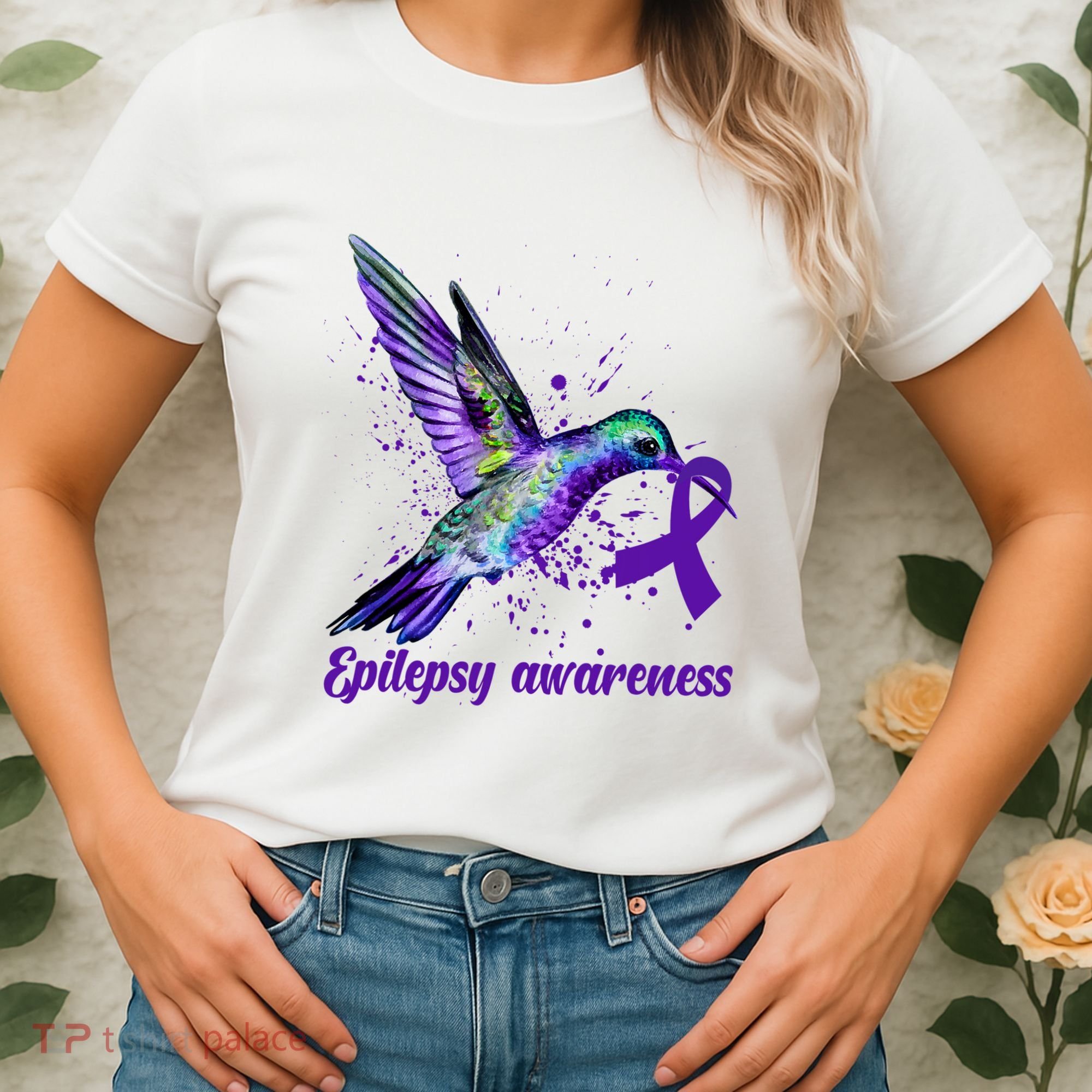Hummingbird Purple Ribbon Epilepsy Awareness Month Warrior Women's T-Shirt