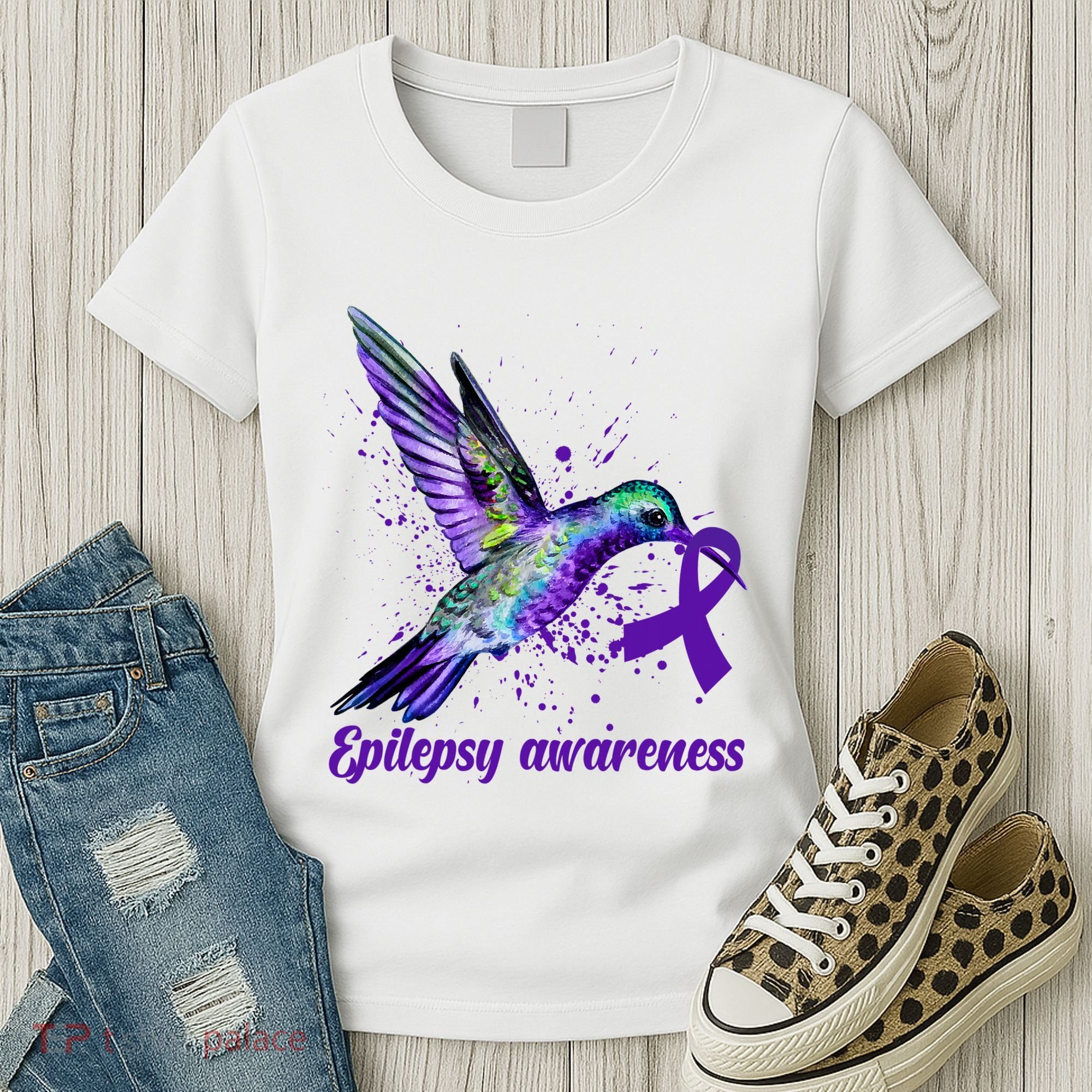 Hummingbird Purple Ribbon Epilepsy Awareness Month Warrior Women's T-Shirt