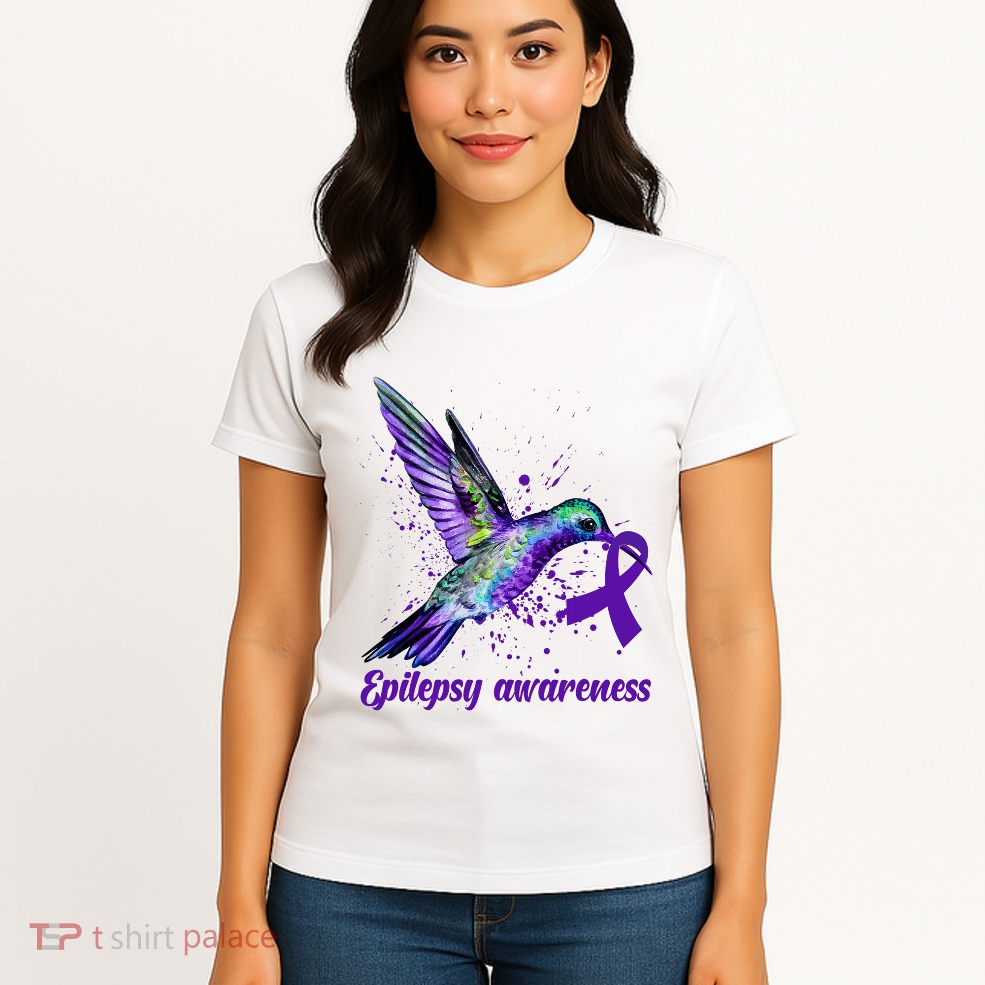 Hummingbird Purple Ribbon Epilepsy Awareness Month Warrior Women's T-Shirt
