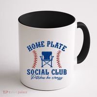 Home Plate Social Club Pitches Be Crazy Baseball Gift Coffee Mug thumb 1