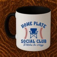 Home Plate Social Club Pitches Be Crazy Baseball Gift Coffee Mug thumb 2