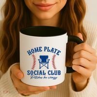 Home Plate Social Club Pitches Be Crazy Baseball Gift Coffee Mug thumb 3