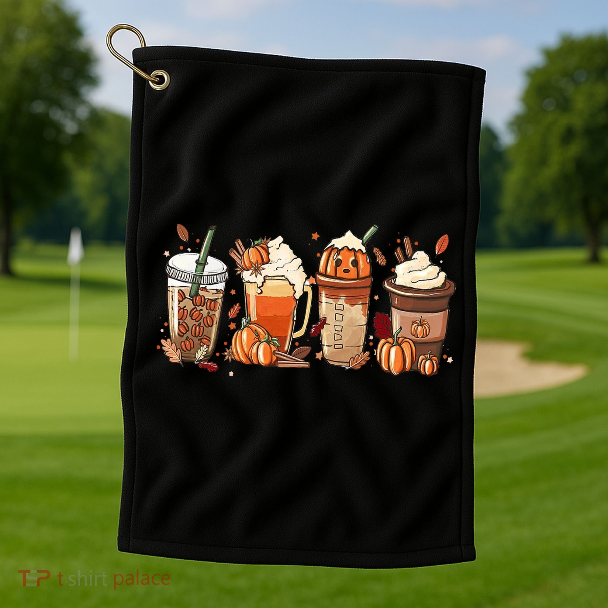 Halloween Pumpkin Spice Coffee Lover Golf Towel