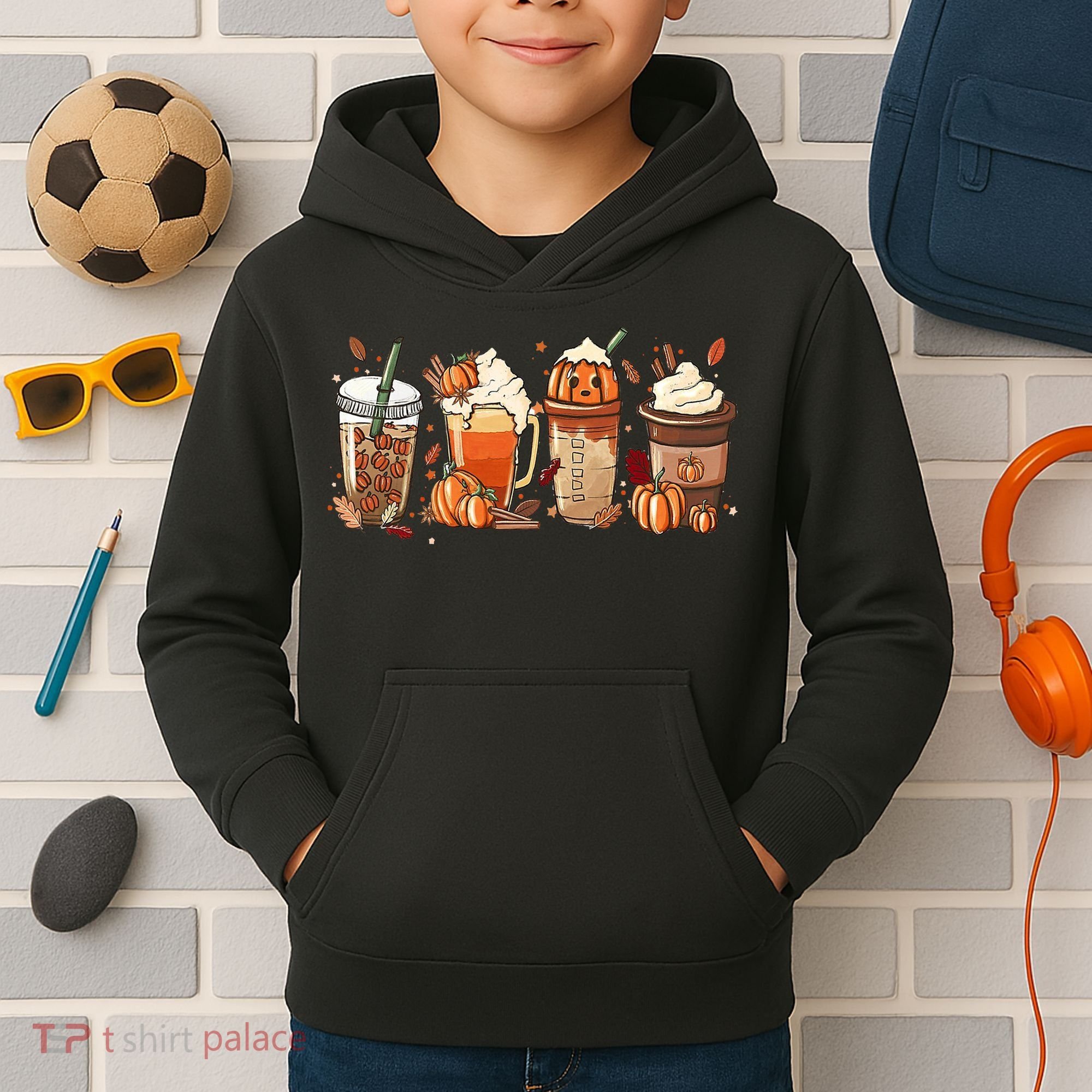 Halloween Pumpkin Spice Coffee Lover Kids Hoodie