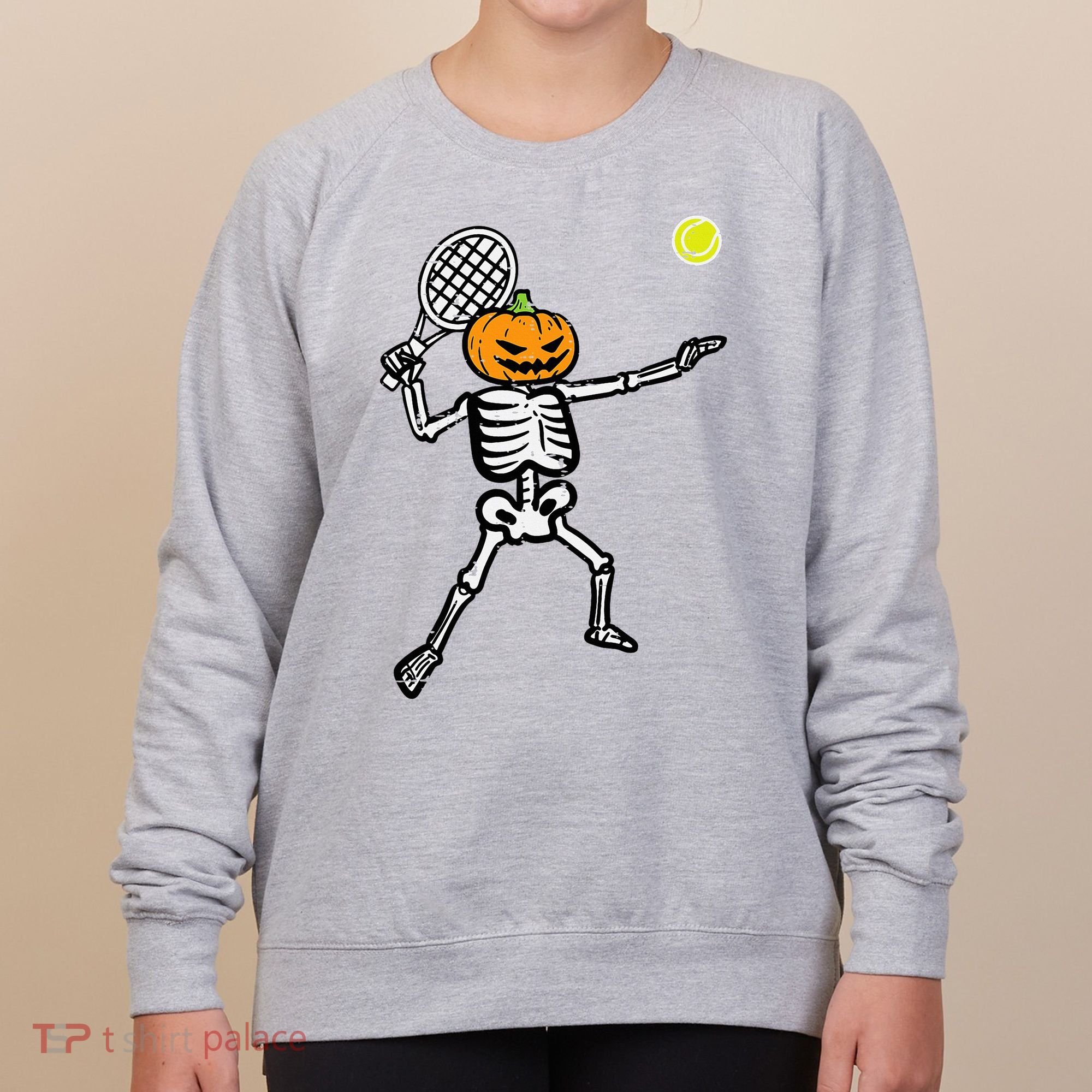 Halloween Pumpkin Skeleton Tennis Costume Women's Sweatshirt