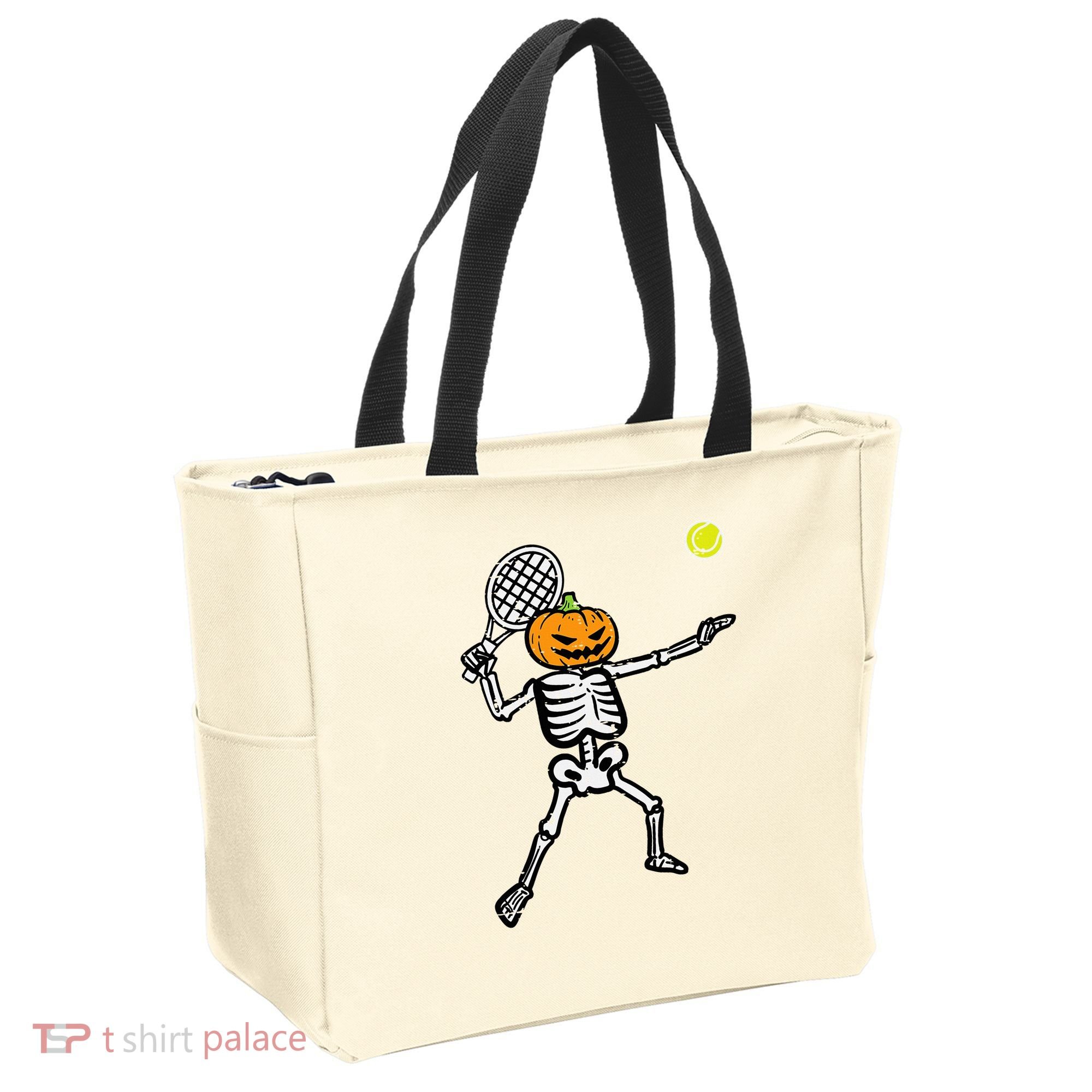 Halloween Pumpkin Skeleton Tennis Costume Tote Bag
