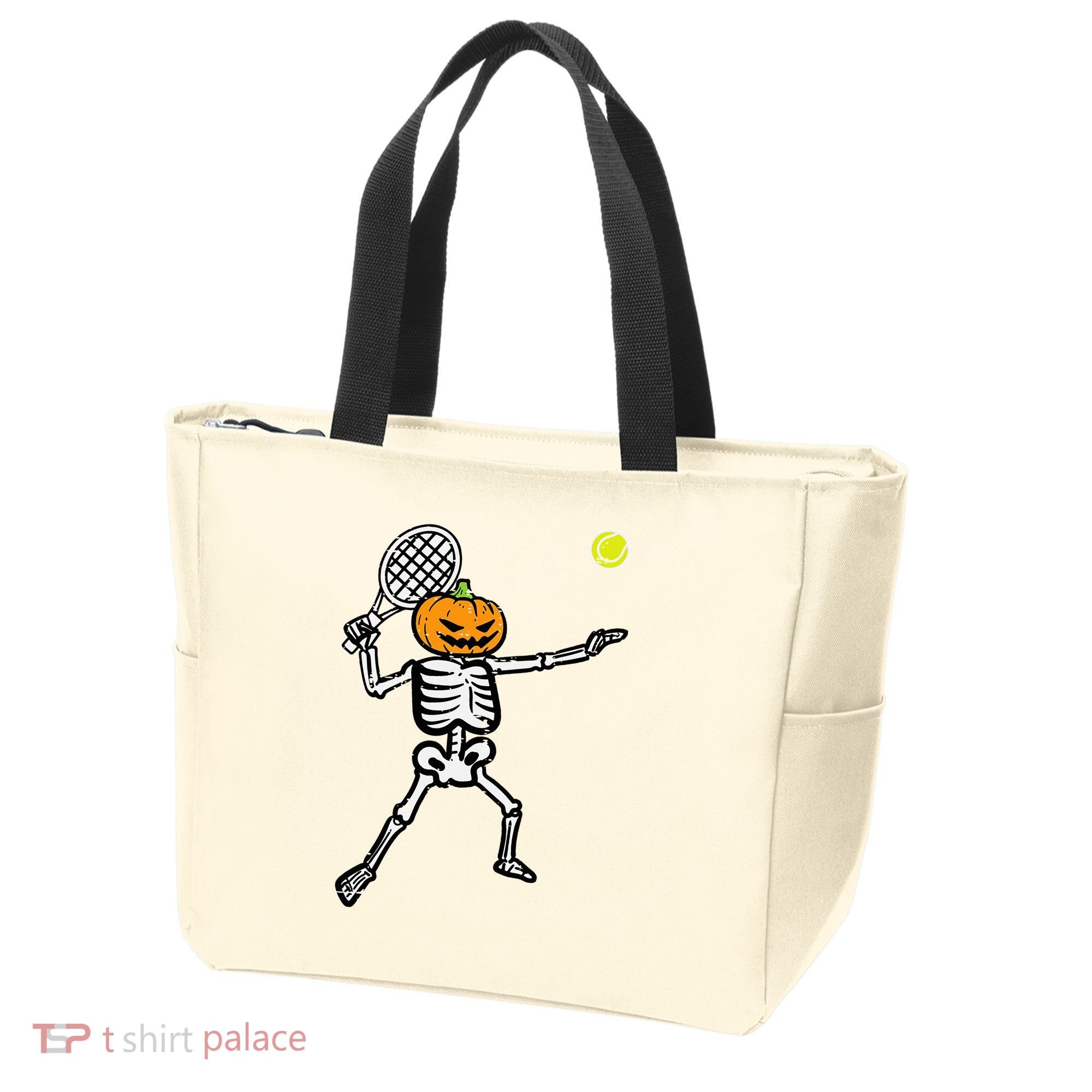 Halloween Pumpkin Skeleton Tennis Costume Tote Bag
