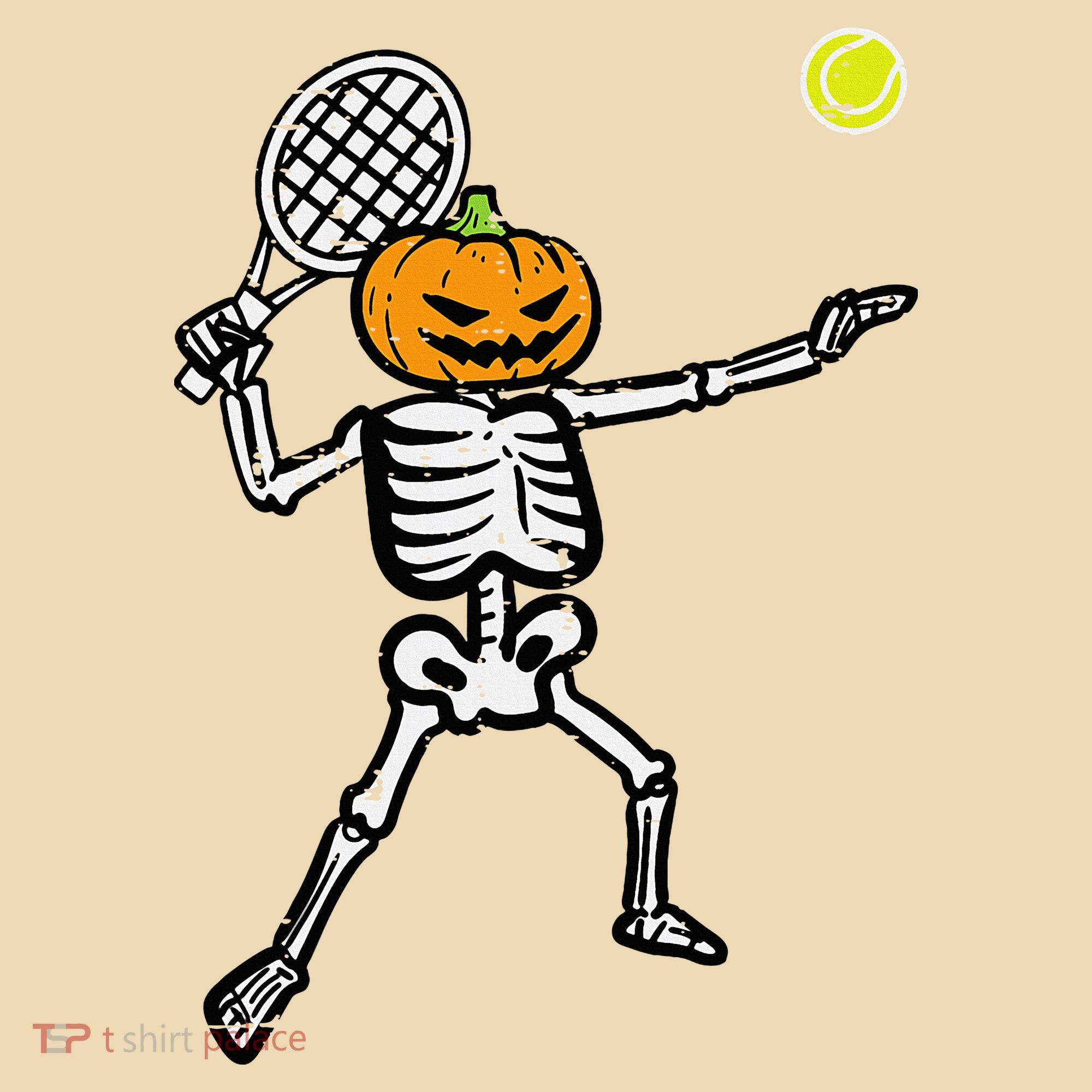 Halloween Pumpkin Skeleton Tennis Costume Tote Bag