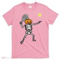 Halloween Pumpkin Skeleton Tennis Costume T-Shirt thumb 0