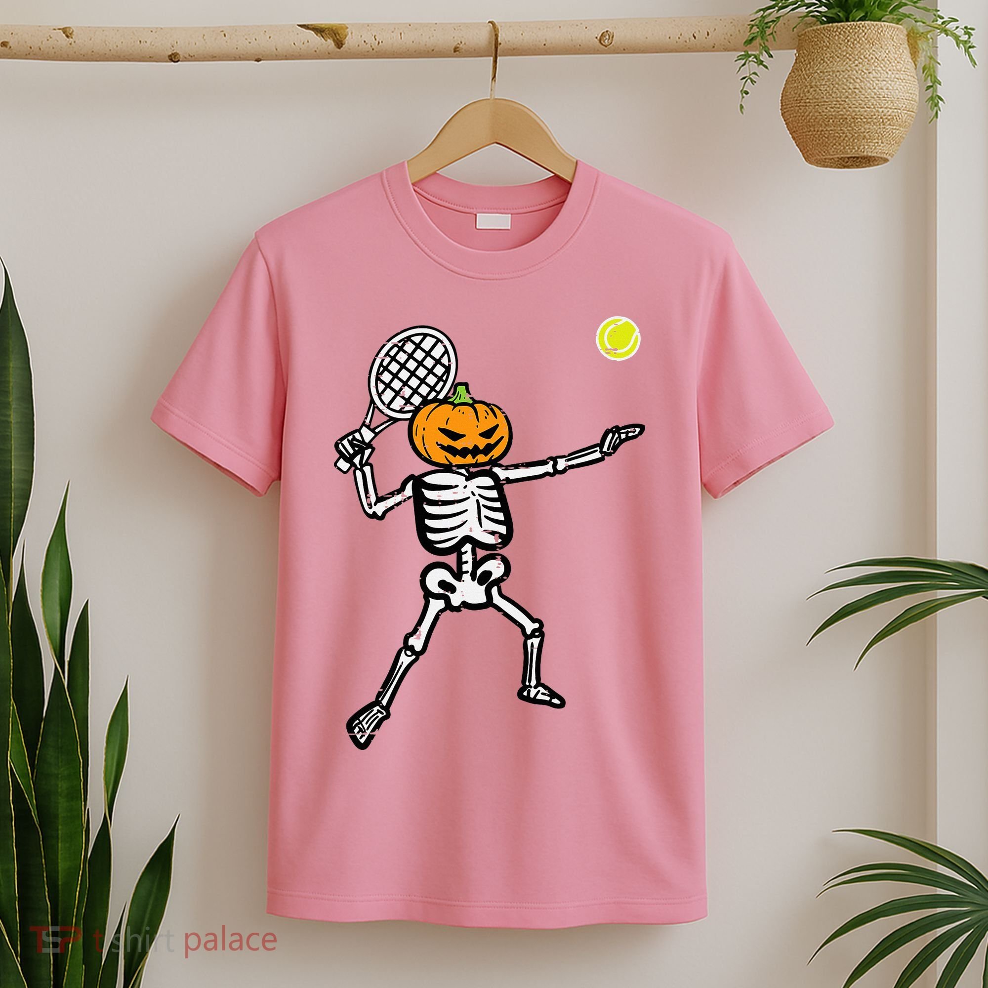 Halloween Pumpkin Skeleton Tennis Costume T-Shirt