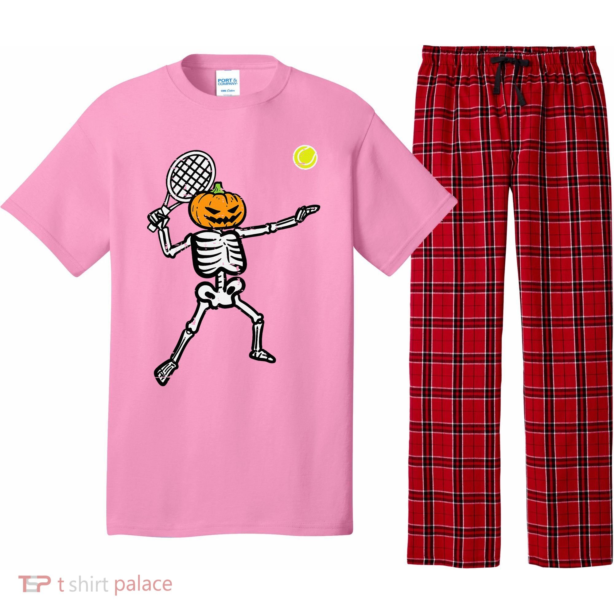 Halloween Pumpkin Skeleton Tennis Costume Pajama Set
