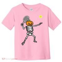 Halloween Pumpkin Skeleton Tennis Costume Toddler T-Shirt thumb 0