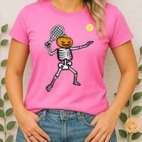 Halloween Pumpkin Skeleton Tennis Costume Women's T-Shirt thumb 2