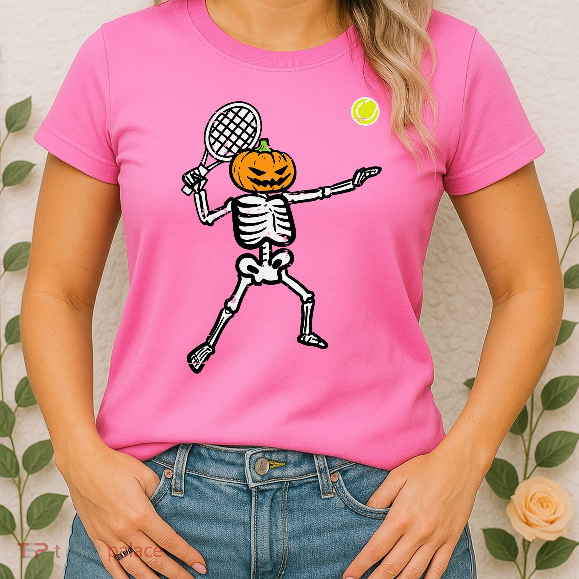 Halloween Pumpkin Skeleton Tennis Costume Women's T-Shirt