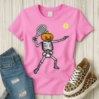 Halloween Pumpkin Skeleton Tennis Costume Women's T-Shirt thumb 3