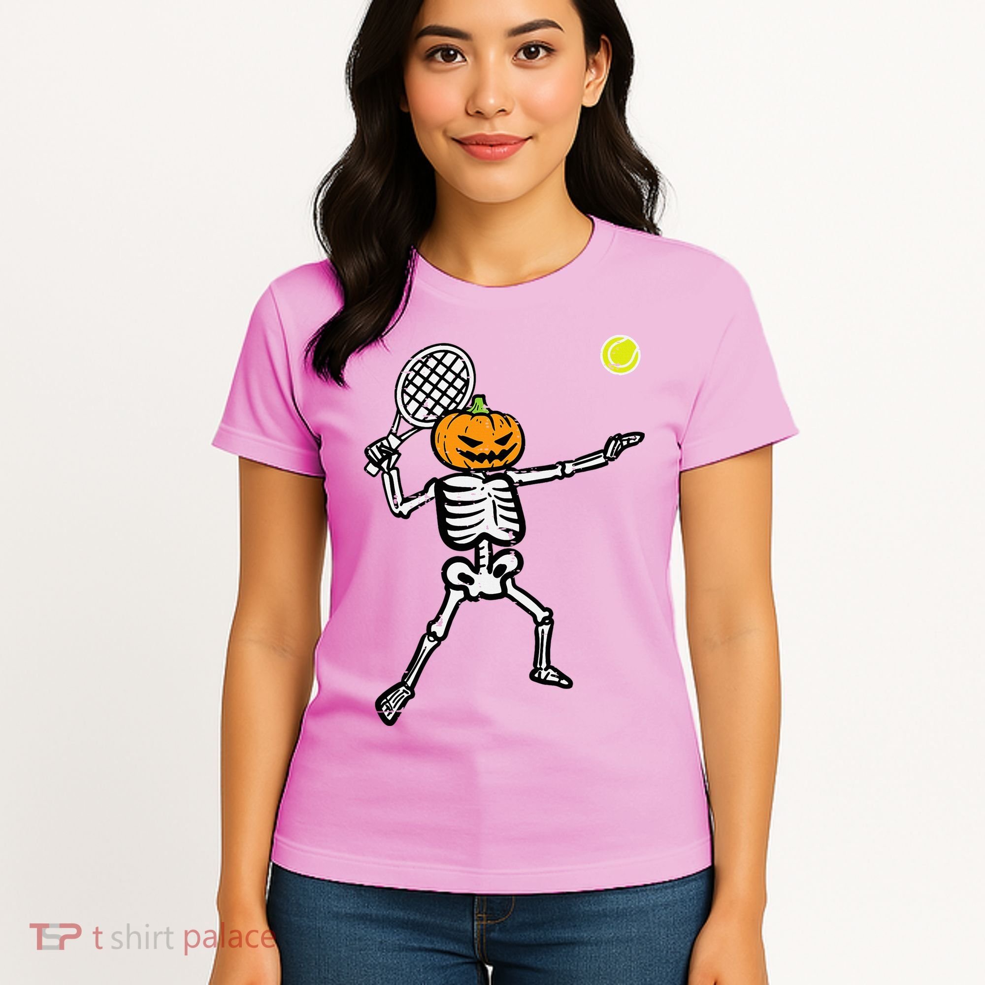 Halloween Pumpkin Skeleton Tennis Costume Women's T-Shirt
