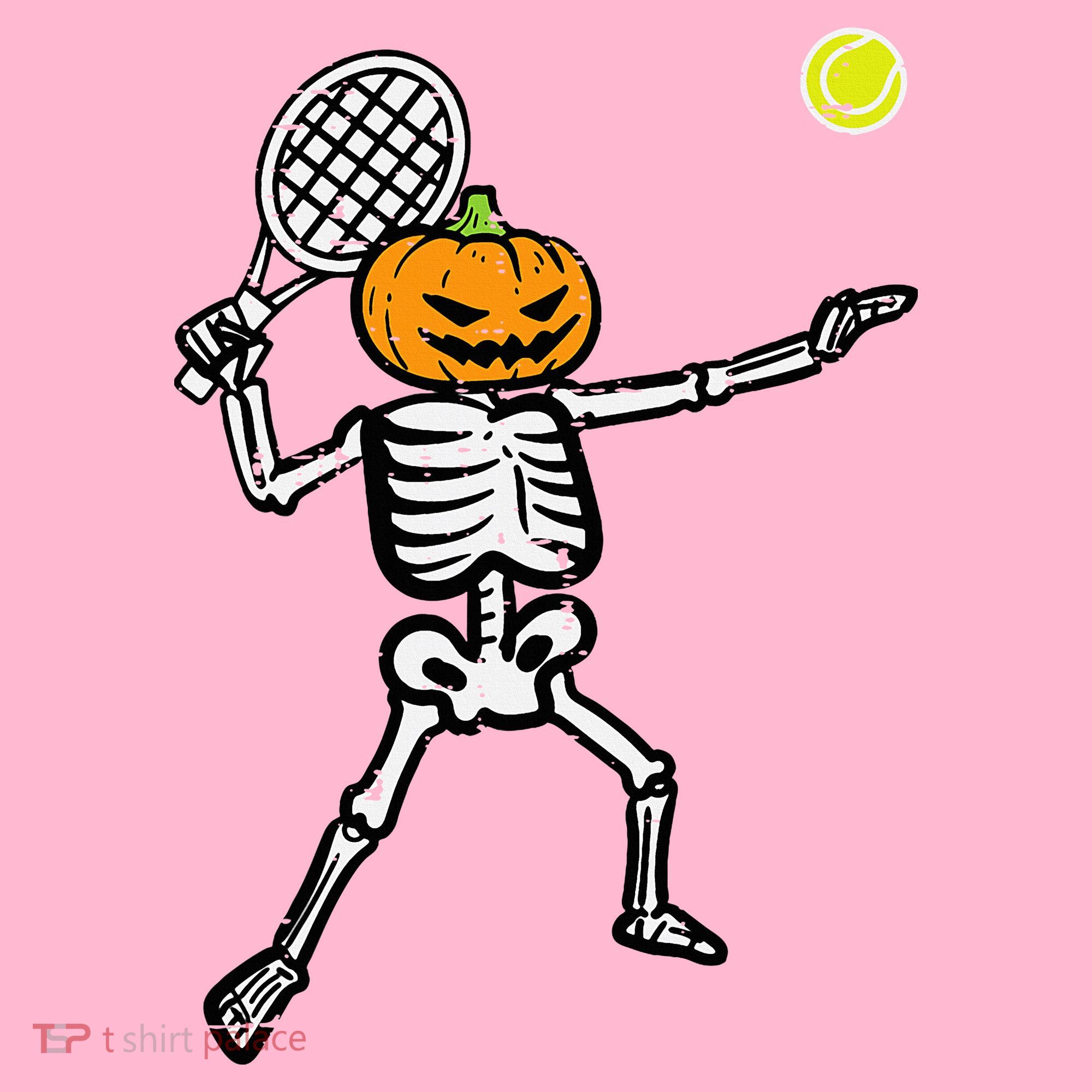 Halloween Pumpkin Skeleton Tennis Costume Women's T-Shirt