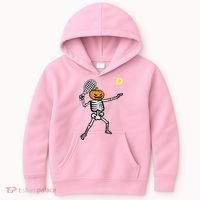 Halloween Pumpkin Skeleton Tennis Costume Kids Hoodie thumb 0