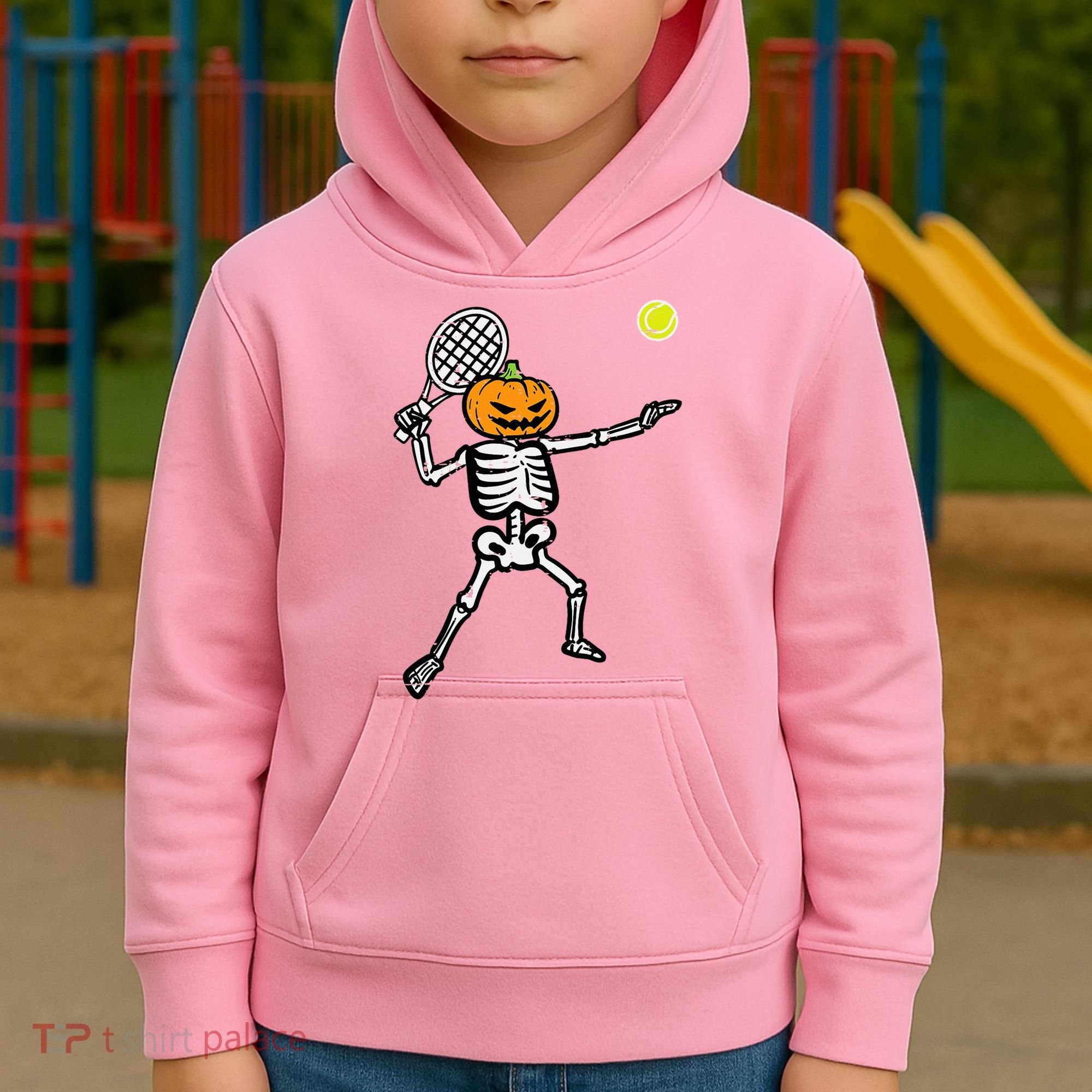 Halloween Pumpkin Skeleton Tennis Costume Kids Hoodie
