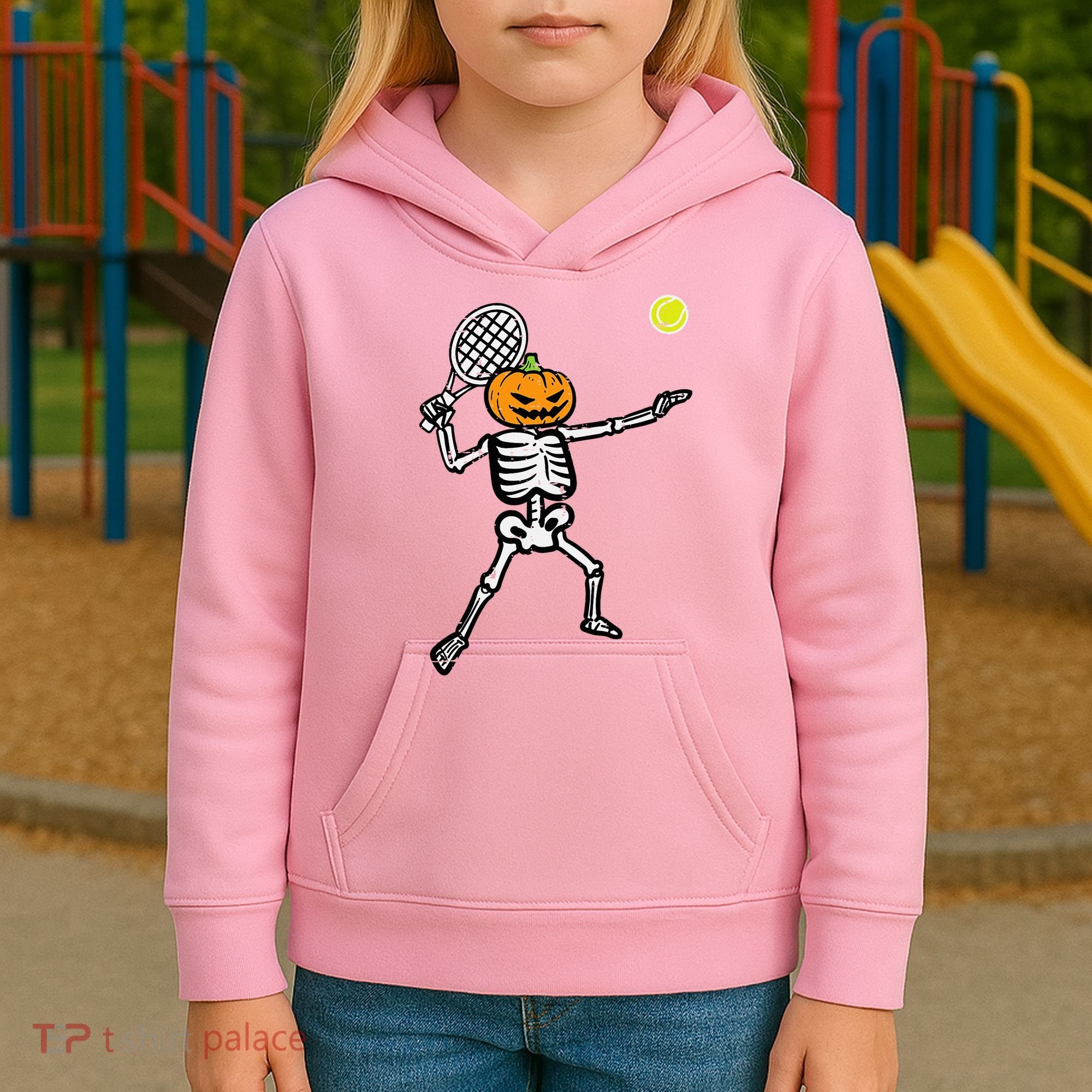 Halloween Pumpkin Skeleton Tennis Costume Kids Hoodie