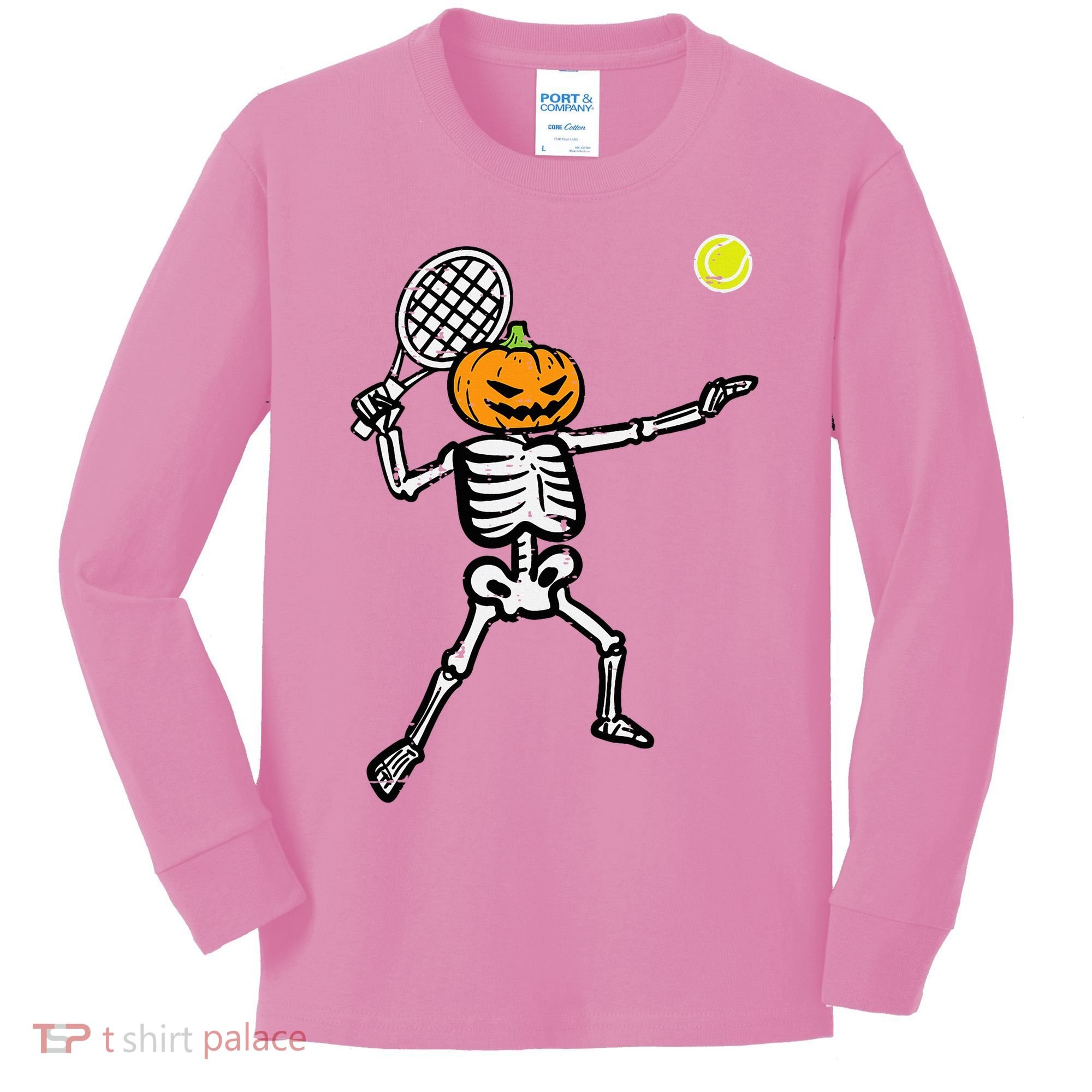 Halloween Pumpkin Skeleton Tennis Costume Kids Long Sleeve Shirt