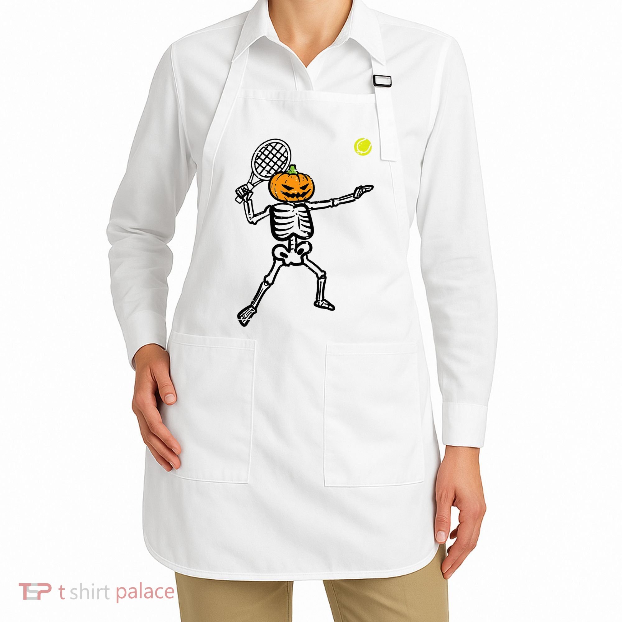 Halloween Pumpkin Skeleton Tennis Costume Apron