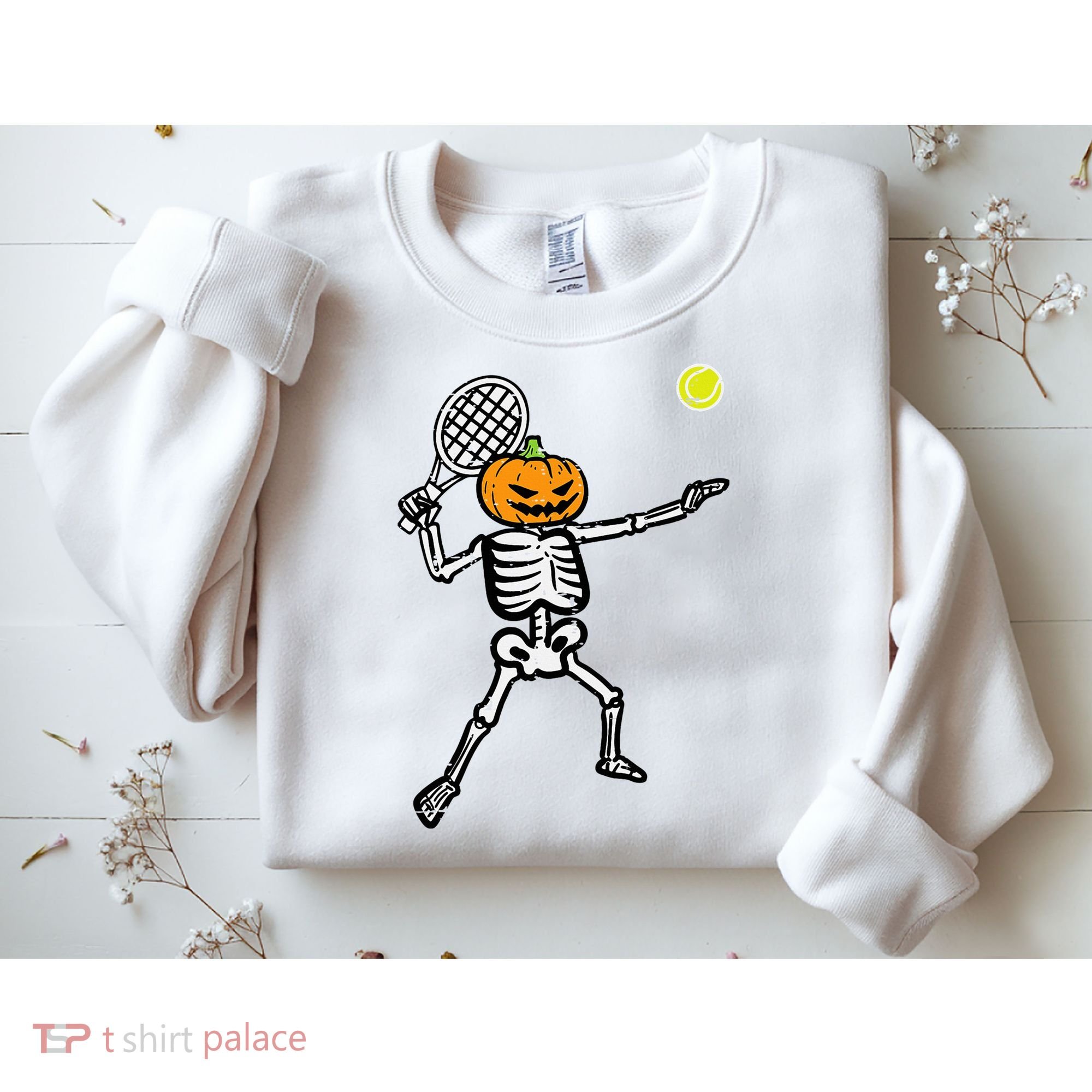 Halloween Pumpkin Skeleton Tennis Costume Sweatshirt
