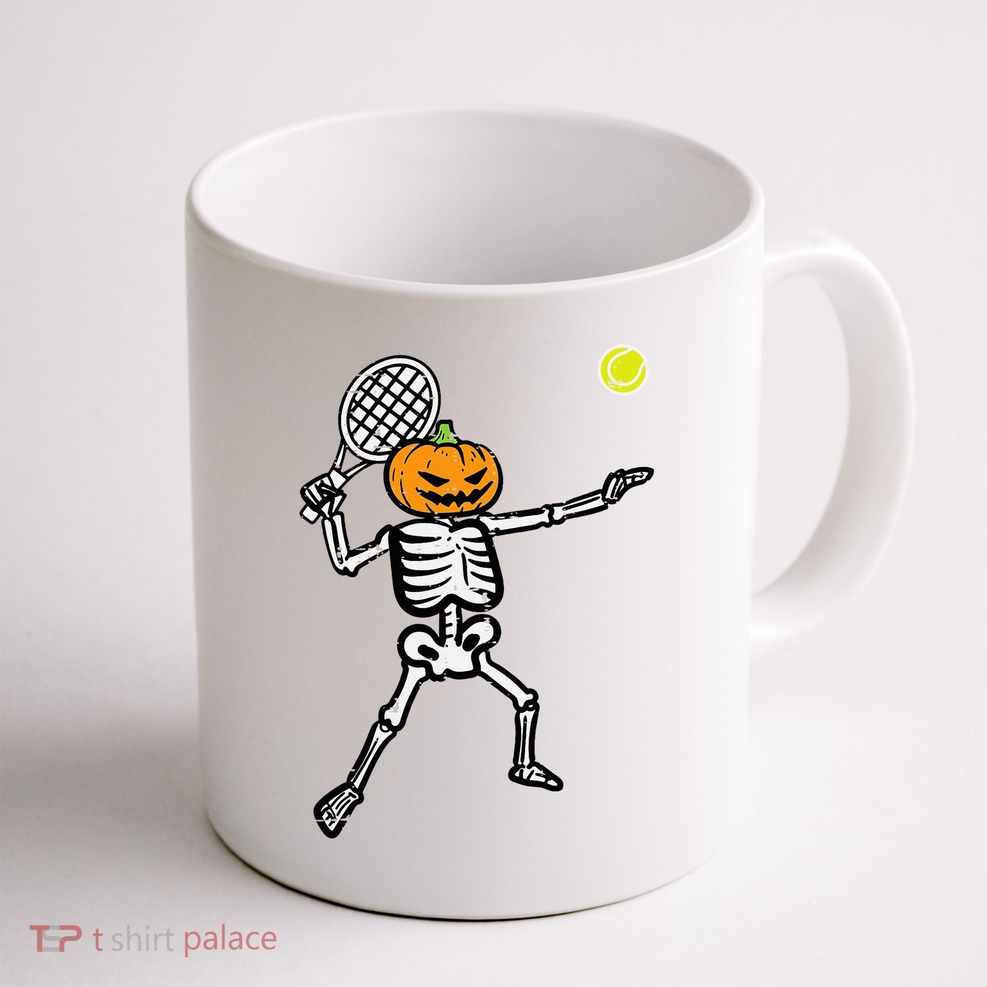 Halloween Pumpkin Skeleton Tennis Costume Coffee Mug