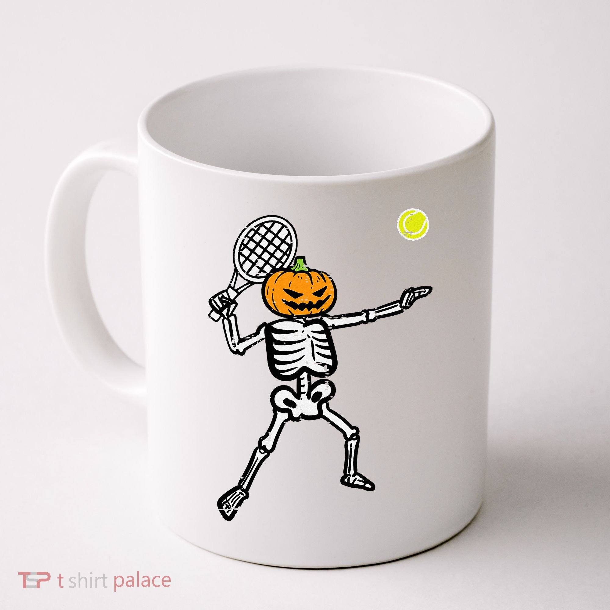 Halloween Pumpkin Skeleton Tennis Costume Coffee Mug