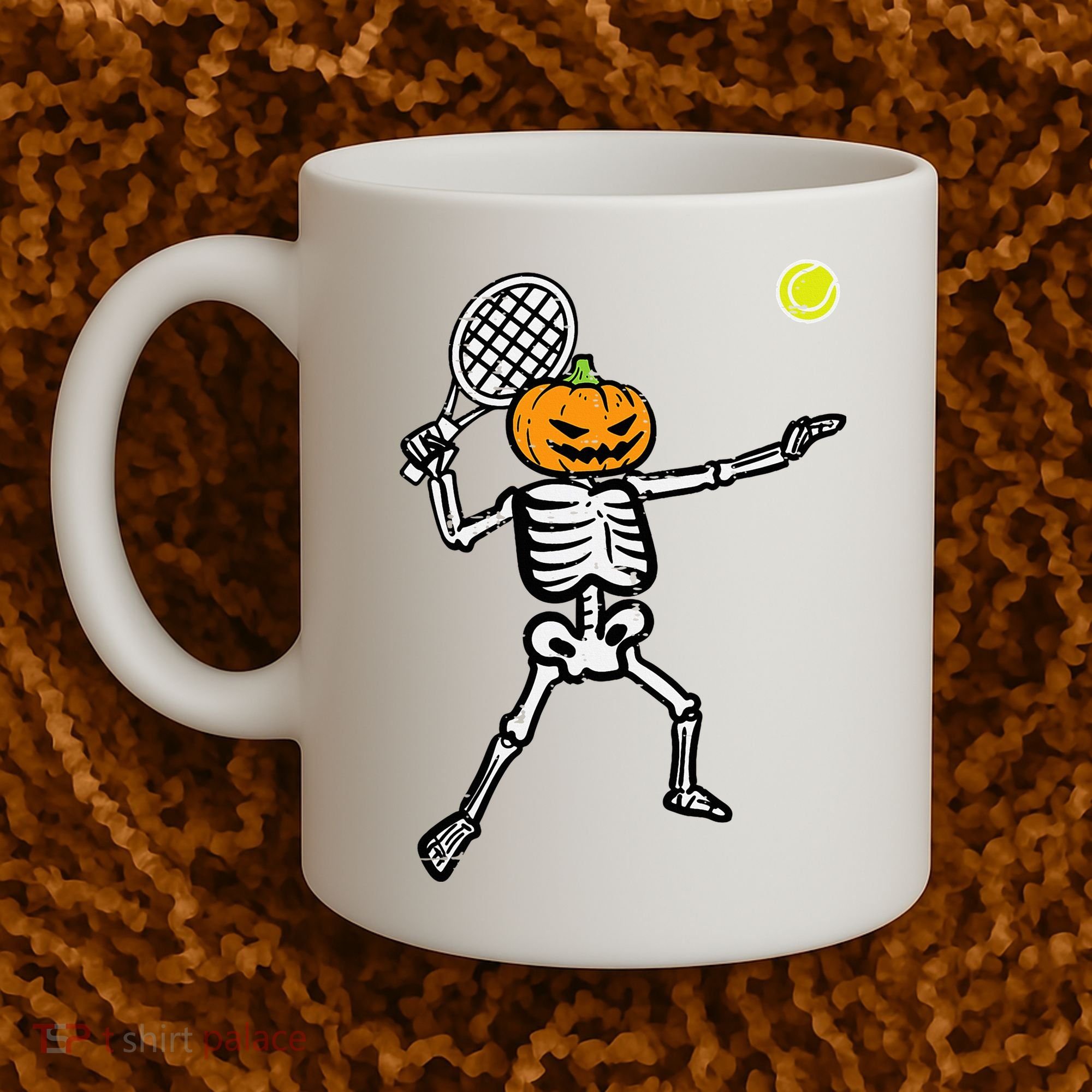Halloween Pumpkin Skeleton Tennis Costume Coffee Mug